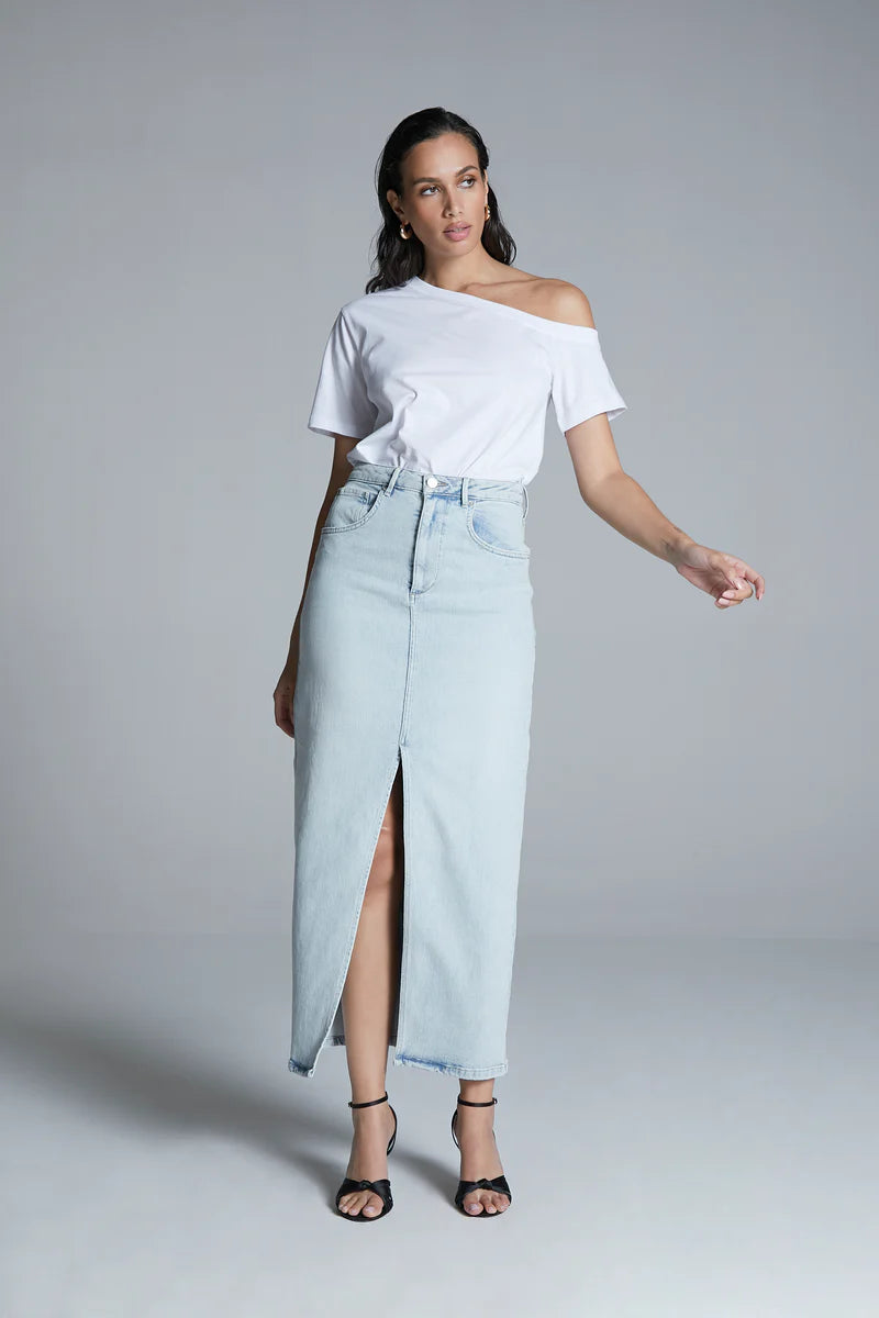 Homage - Long denim Skirt with Slit